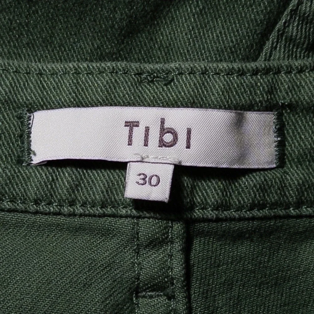 Tibi Brancusi Pant Jeans Womens 30 Green Stretch Barrel Leg Crop High Rise - Picture 11 of 13